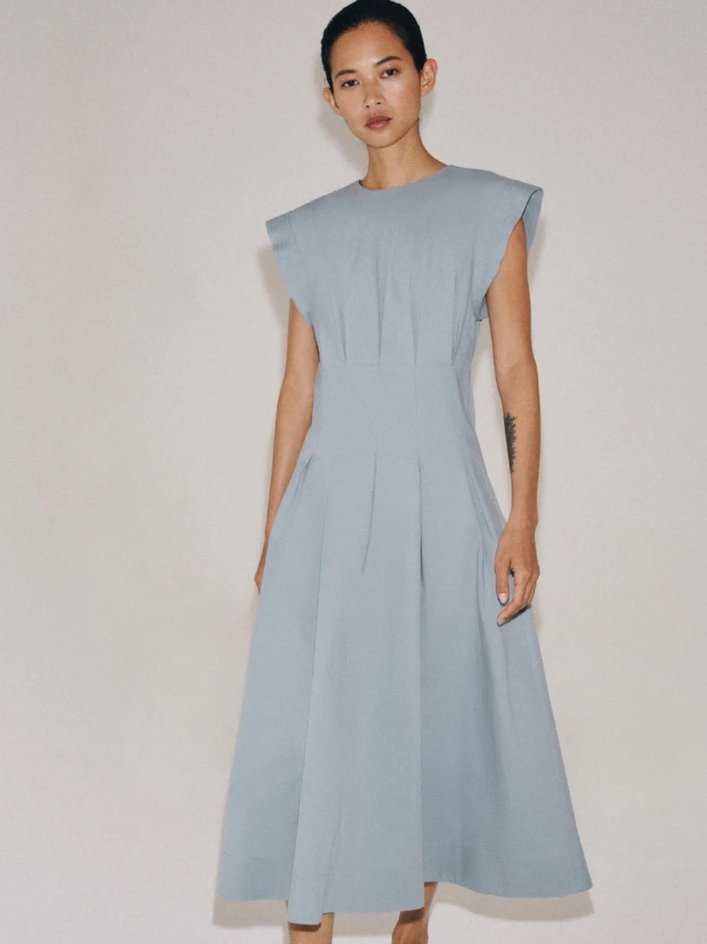 Zara Light Blue Structured Midi Dress